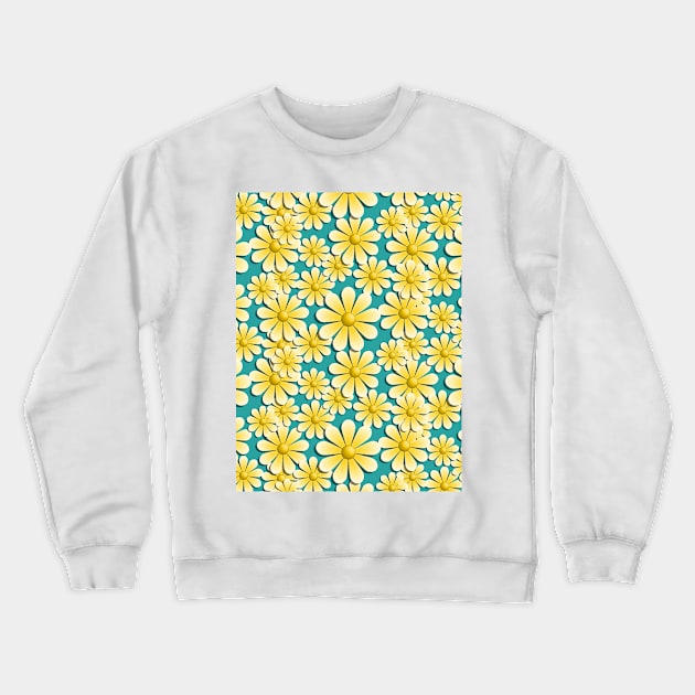 Daisy Flowers Splash Crewneck Sweatshirt by Designoholic